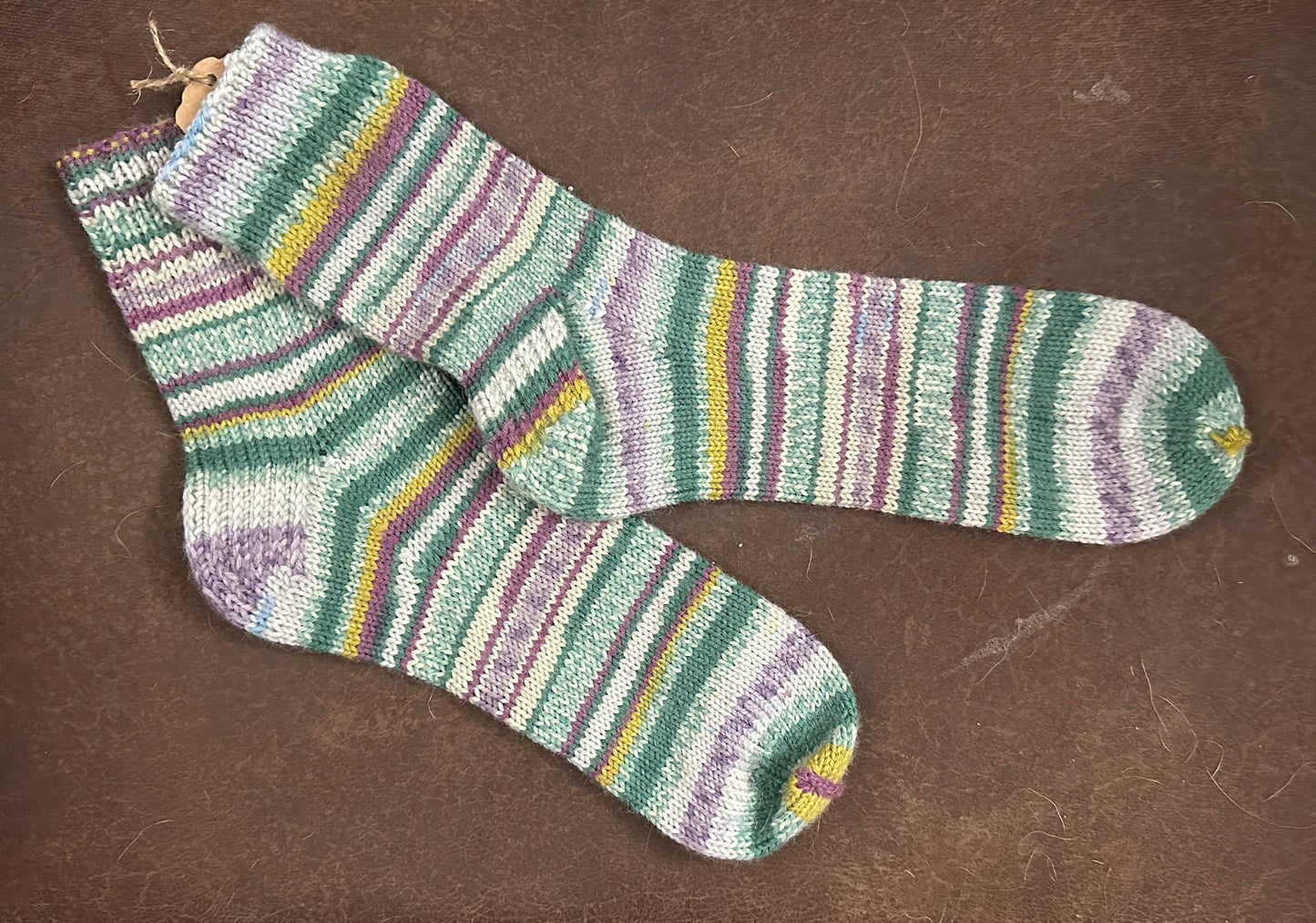 Green and Brown Wool Socks - Women's Medium